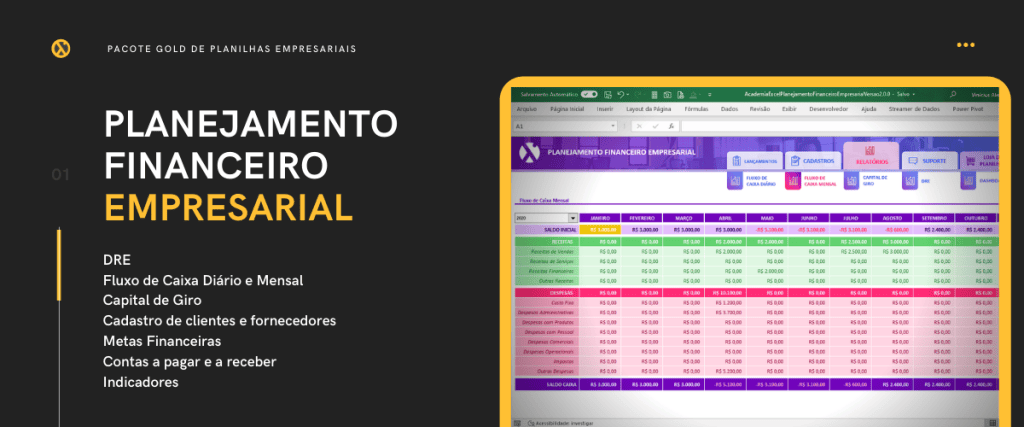 Pacote Gold de Planilhas Empresariais - Academia Excel